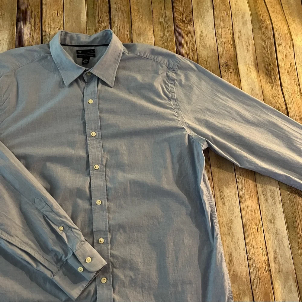Gap mens slim fit long sleeve button down shirt | size 2XL